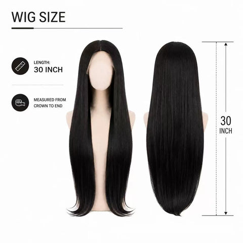 Best-selling high-temperature silk multi-form small front lace parting long straight hair women's soft and smooth synthetic hair wig